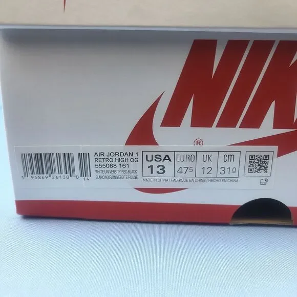 Nike Air Jordan 1 Retro High OG Mens Size 13 Heritage Red White Black 555088-161 - Picture 15 of 16